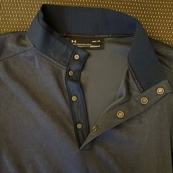 Under Armour/UA ColdGear® blue knitted golf pullover, size M - Picture 3 of 3